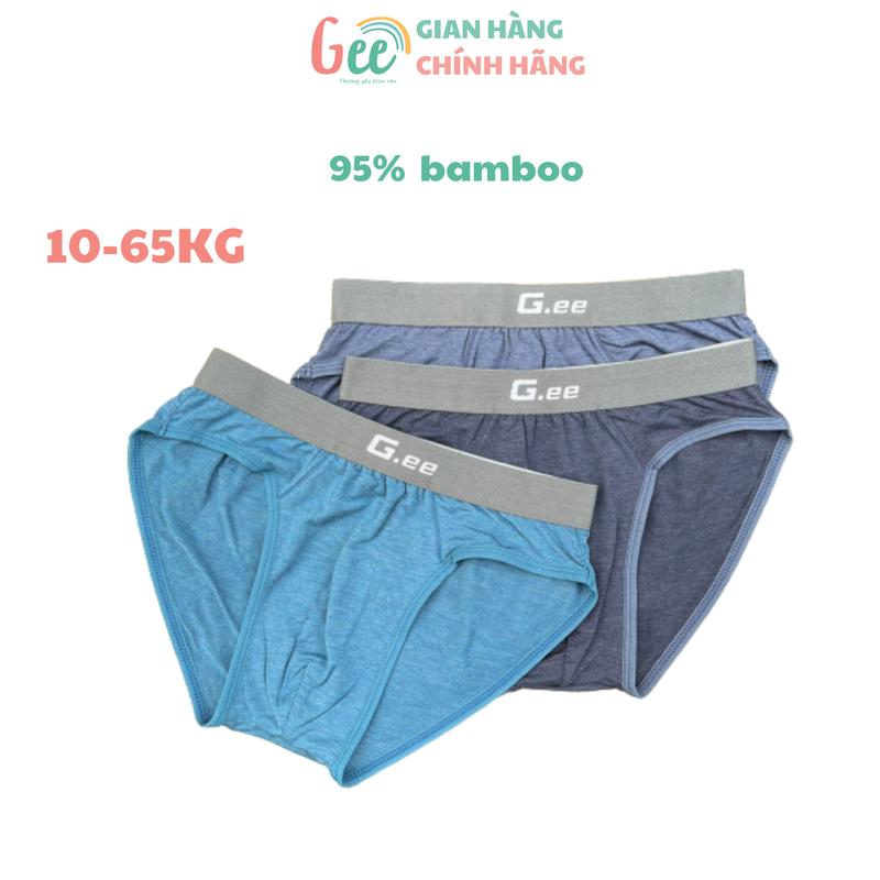Quần sịp TAM GIÁC bé trai Gee TÍM THAN, set 3 quần lót vải sợi sồi (modal) mềm, mát, thấm hút, kháng khuẩn, khử mùi-S9