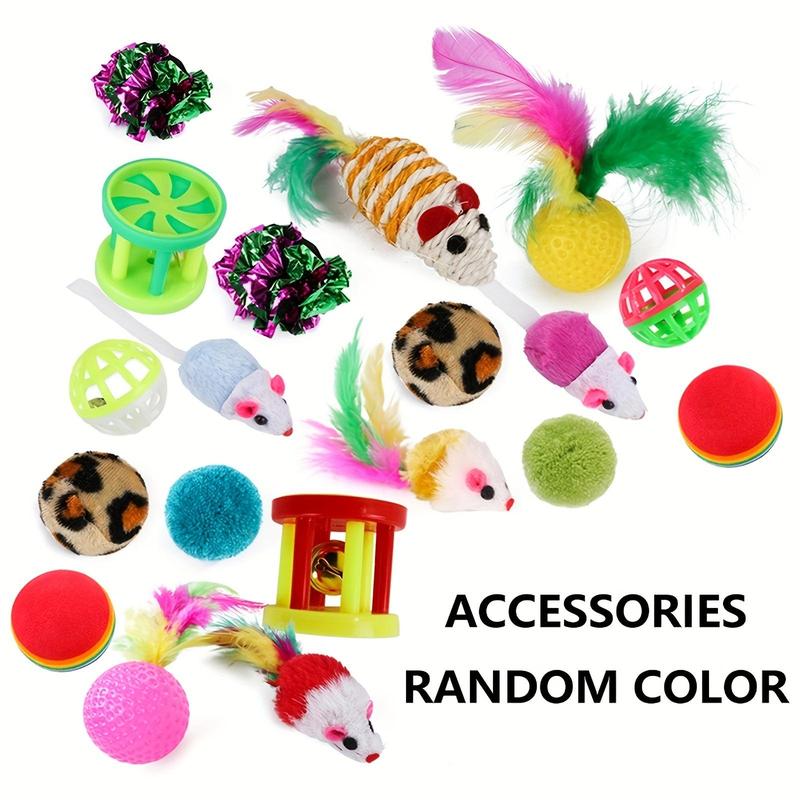 Product Introduction of Interactive Cat Toy Set, 24pcs/set Cat Teaser Toy, Including Tunnel, Ball, Mouse, Spring & Hollow Ball, Indoor Pet Supplies, Christmas Gift 3