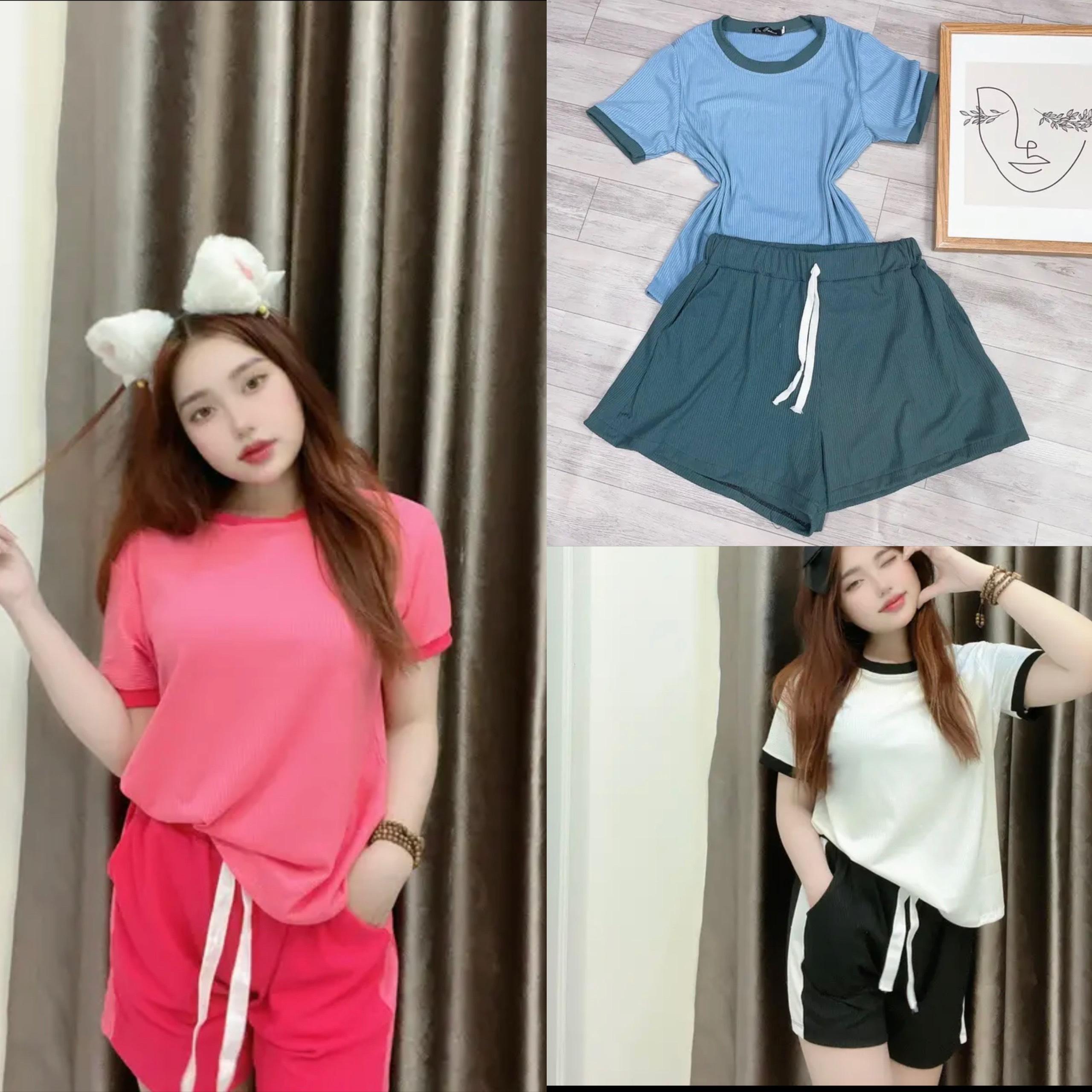Thời Trang Bigsize Đồ Bộ Quần Đùi Vải Thun  Dễ Thương Size Từ 40-85Kg Top Nữ Áo Polo Women Nâu - B.1123