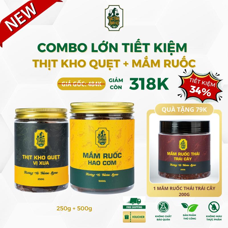 COMBO TIẾT KIỆM THỊT KHO QUẸT VỊ XƯA + MẮM RUỐC COMBO LỚN TIẾT KIỆM + QUÀ TẶNG - LỤC TỈNH NAM KỲ FOOD