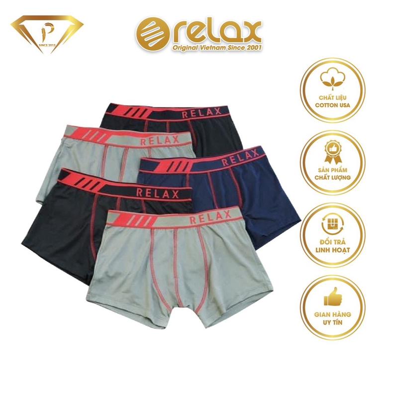 Quần lót nam RELAX RLTK025 quần lót THUN MÁT quần lót thể thao phối mềm hút mồ hôi lưới hai bên thông thoáng thoải mái quần đùi boxer trunk Quần Boxer Sịp Cotton Menswear Đen