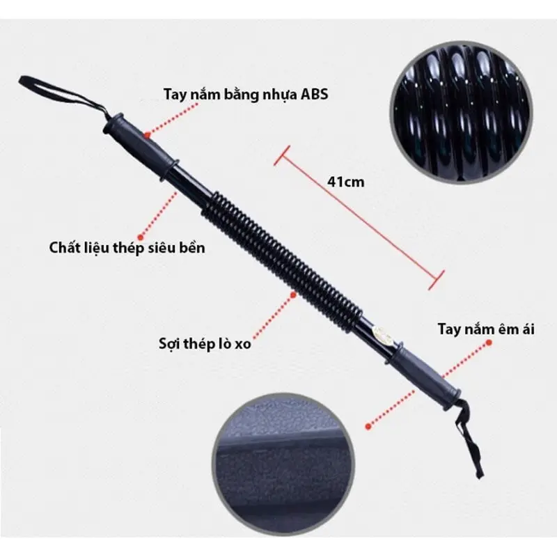 Gậy bẻ tập cơ tay ngực vai thanh lò xo Vàng- Đen cao cấp lực bẻ 20kg -100kg(tặng kèm túi đựng) đàn hồi tốt phù hợp luyện tập thể thao tại nhà 3