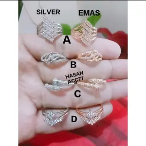 cincin perhiasan emas wanita dewasa model kotak dan paku/Titanium/anti karat Gold Elegan