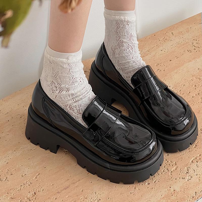 FORM RỘNG LÙI 1 SZ Giày Đốc Nữ Oxford Kiểu Basic Cao 6cm Phong Cách Tiểu Thư Sang Chảnh Shoes Leather Đế Cao Ms 1510