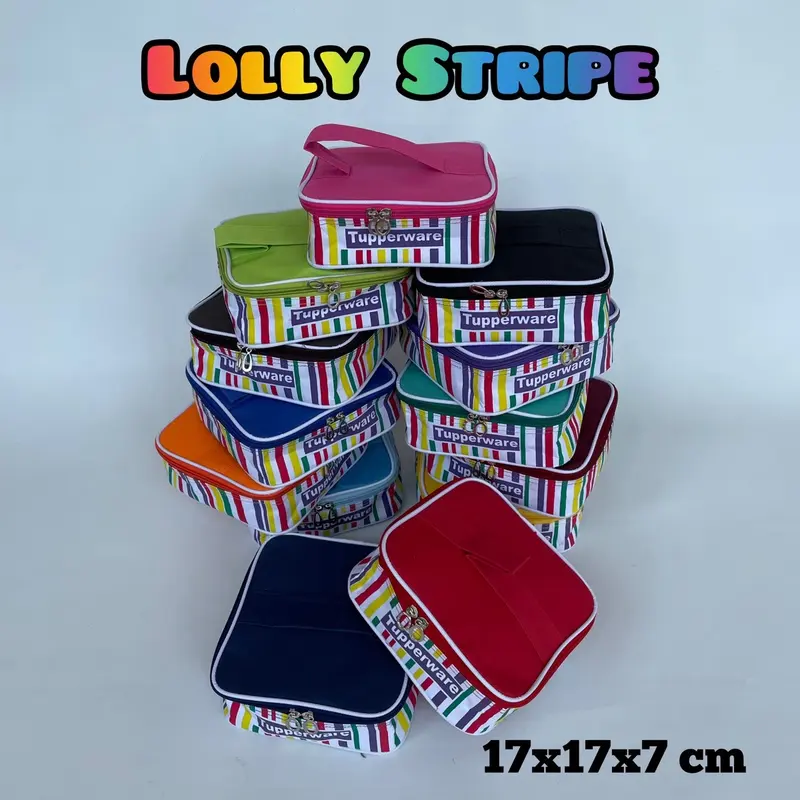 Tas Bekal Lolly Stripe Tupperware// Tas tenteng Makanan 0