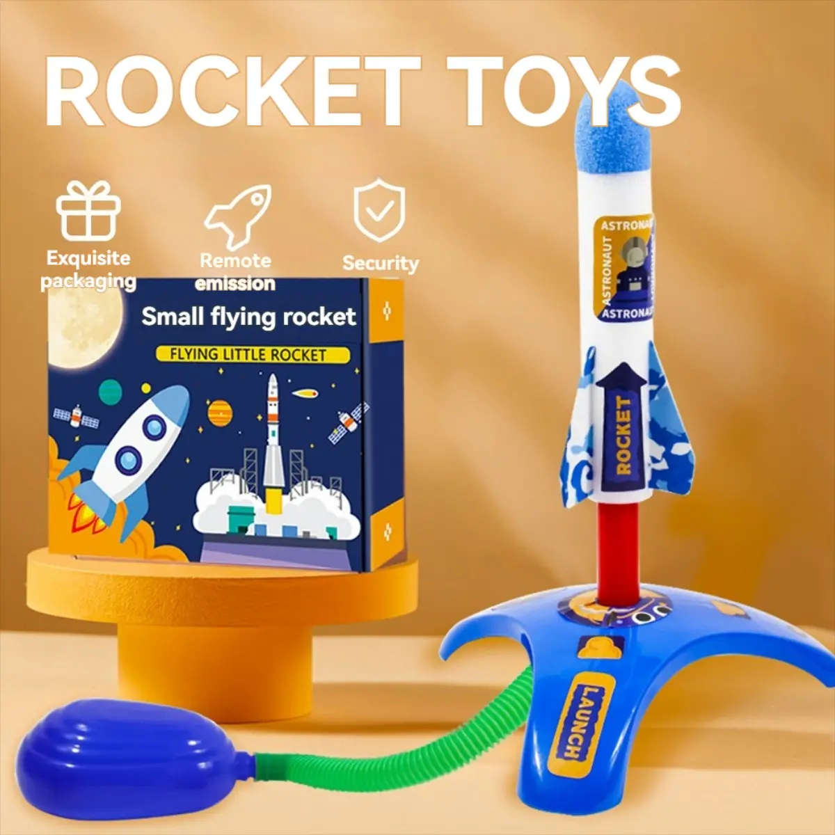 Rocket Set with Launcher & 2 Whistling Flying Rockets for Boys & Girls to use Outdoor Summer Play
