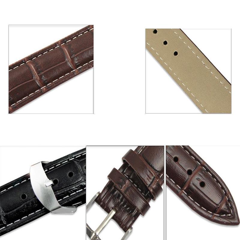 16mm 20mm 22mm Soft Steel Buckle  Leather Sweatband Watch Band Strap Wrist Watchband Sports Belt 5