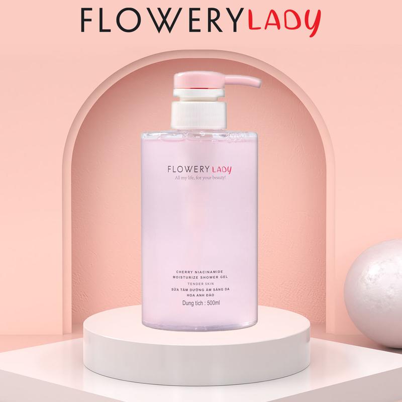 Sữa tắm nước hoa dưỡng trắng Hoa Anh Đào Niacinamide Flowery LADY 500ml
