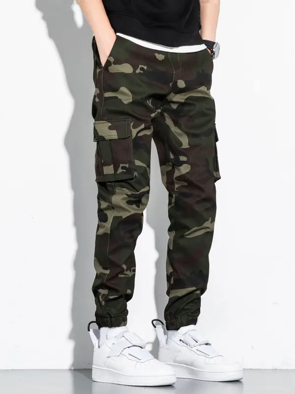Men's Camouflage Print Flap Pocket Patched Cargo Pants, Street Casual Stylish Jogger Pants for Daily Wear, Men's Trousers for Spring & Fall 2
