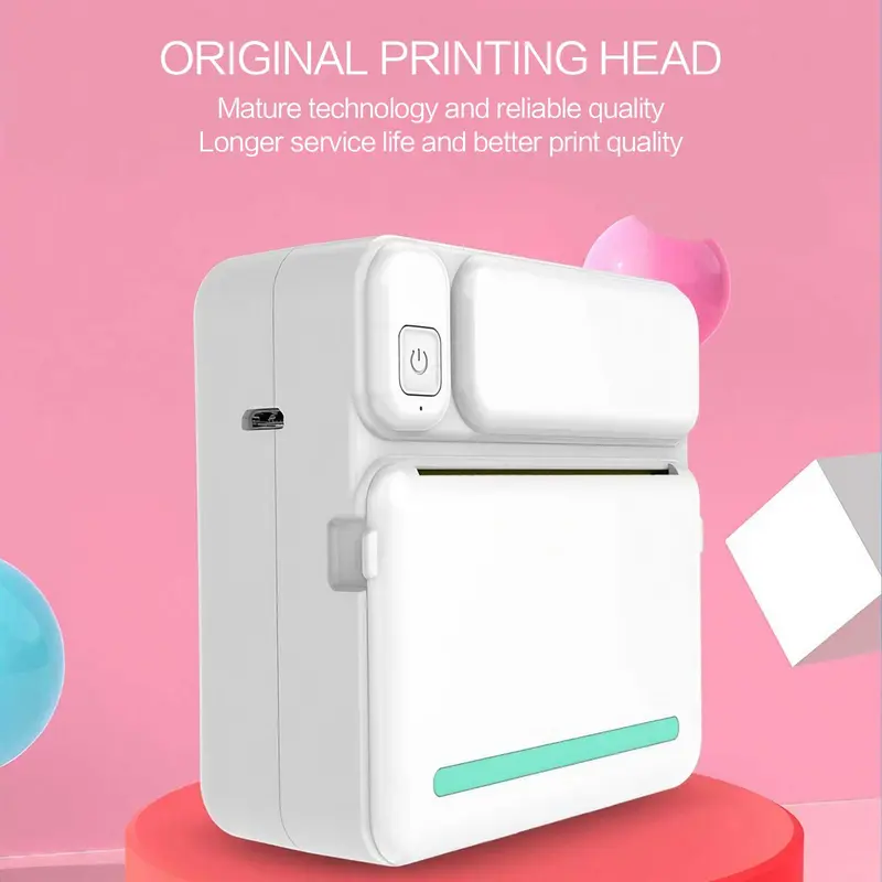 Portable Wireless Printer, 1 Set USB Rechargeable Printer with 5 Rolls Thermal Paper & 5 Rolls Adhesive Paper & 3 Rolls Colorful Paper & 1 Charging Cable, Office Accessories 6