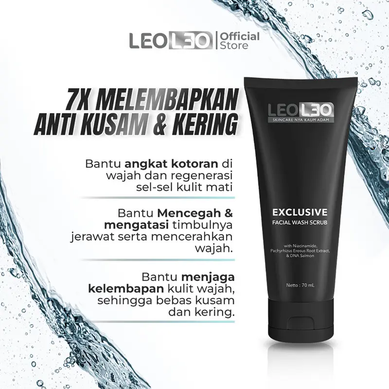 LEOLEO Paket Basic Combo Exclusive Facial Wash Scrub Whith DNA Salmon & Exclusive Whitening Face Serum 2