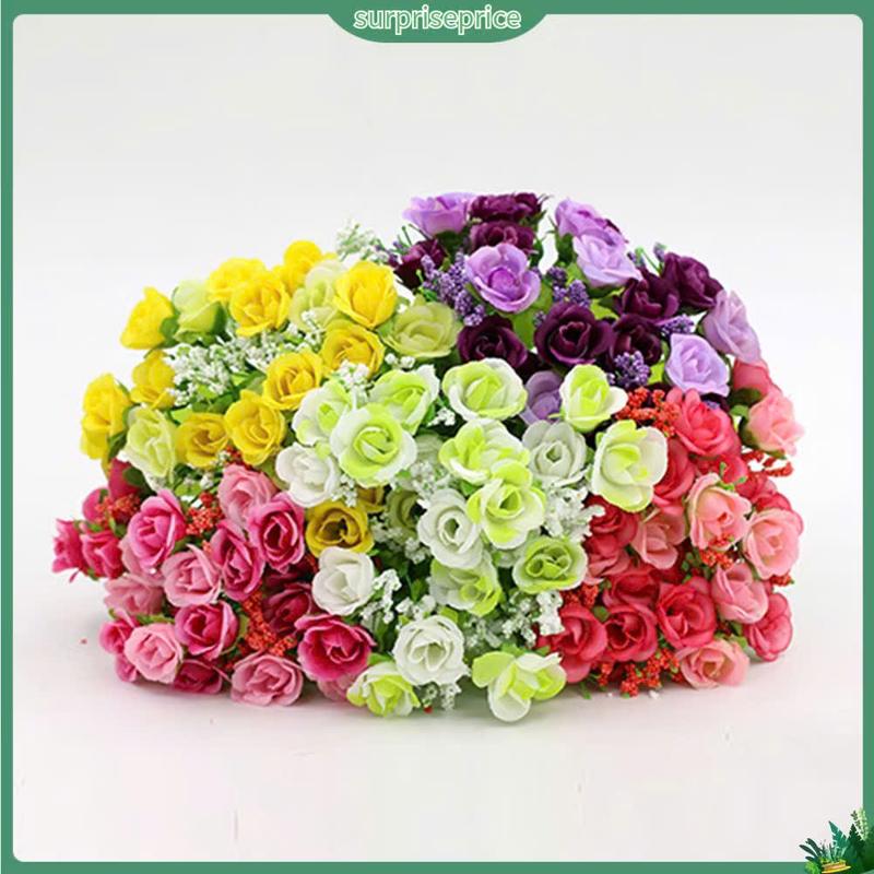 Cụm Hoa Hồng Nhí bông nở, 1 Cành 21 Bông hoa, cao 30cm decor cắm bình để bàn 0