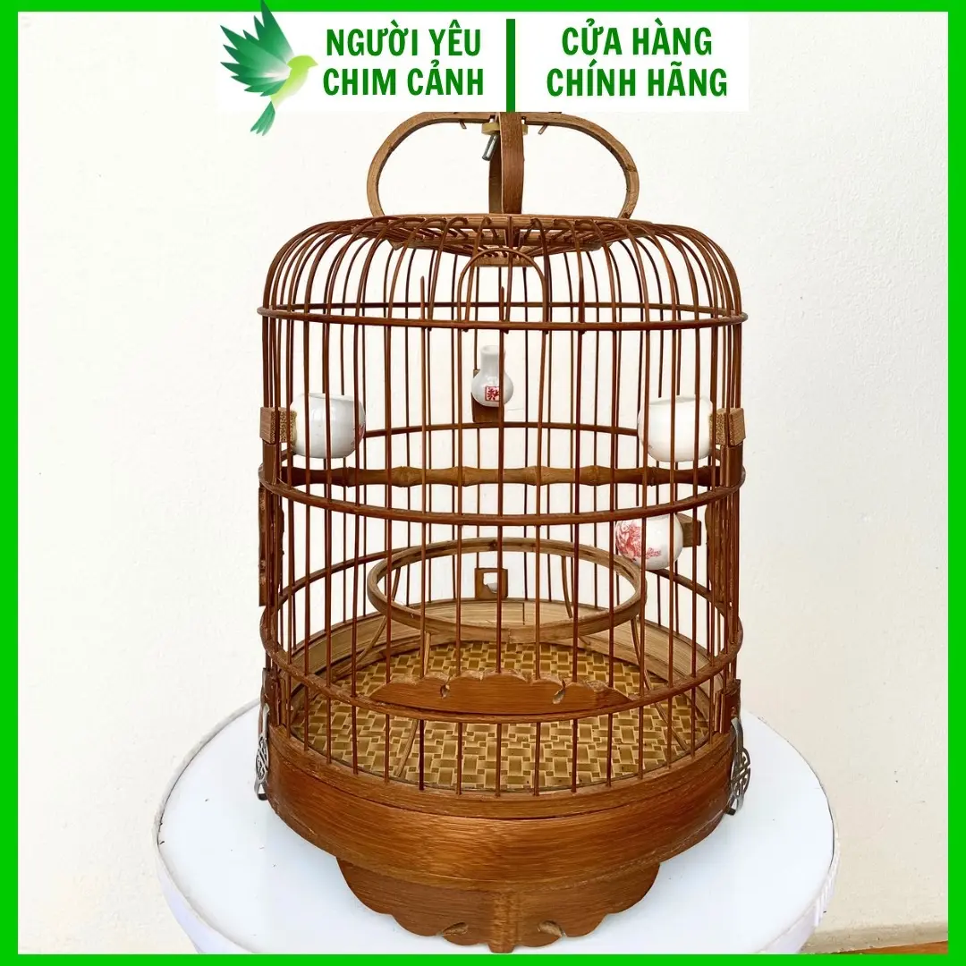 LỒNG CHIM KHUYÊN LÙN MẮT CUA SÀN DÁN GIẤY MIKA NÂU XỬ LÍ TRÚC CẬT 22x28cm