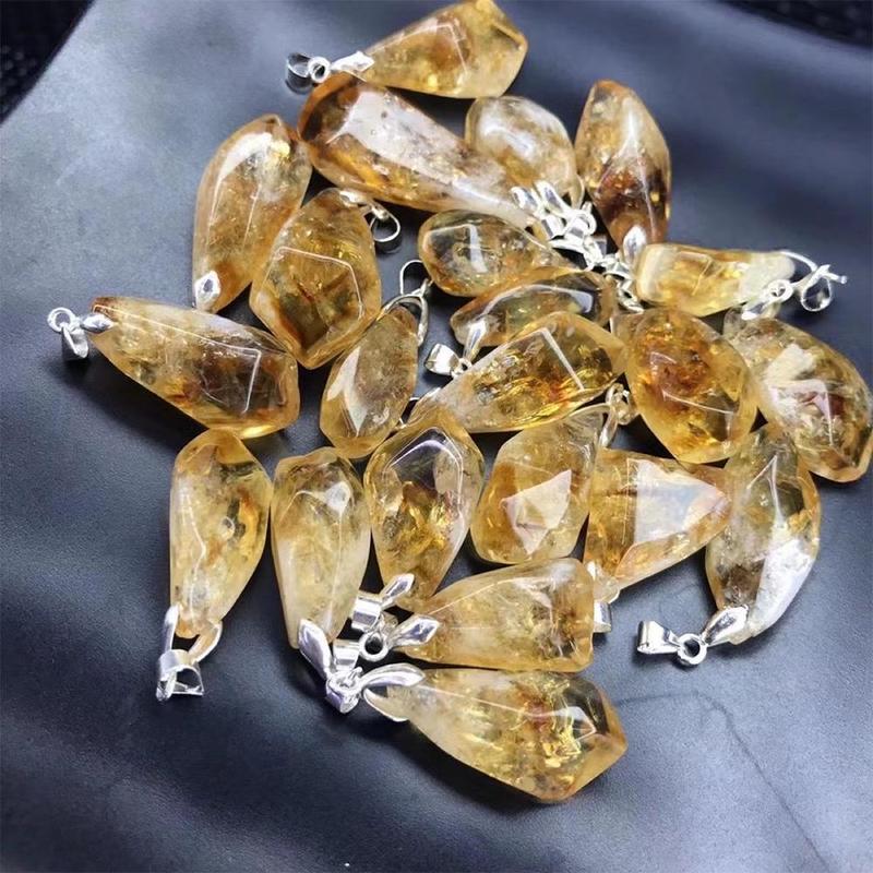 Product Introduction of Mặt Dây Chuyền Tháp Màu Vàng, Đá Thô Citrine, Đá Thô Bất Đối Xứng F0Y0 23
