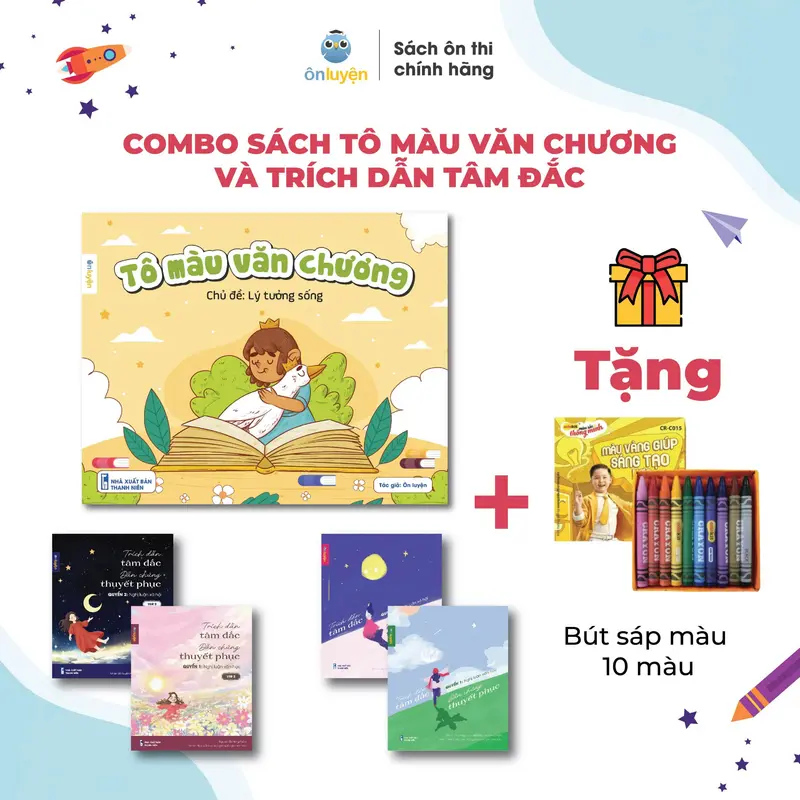 Combo Sách Sách Tô màu Văn chương và Sổ tay Trích dẫn tâm đắc, dẫn chứng thuyết phục - Nhà sách Ôn luyện 0