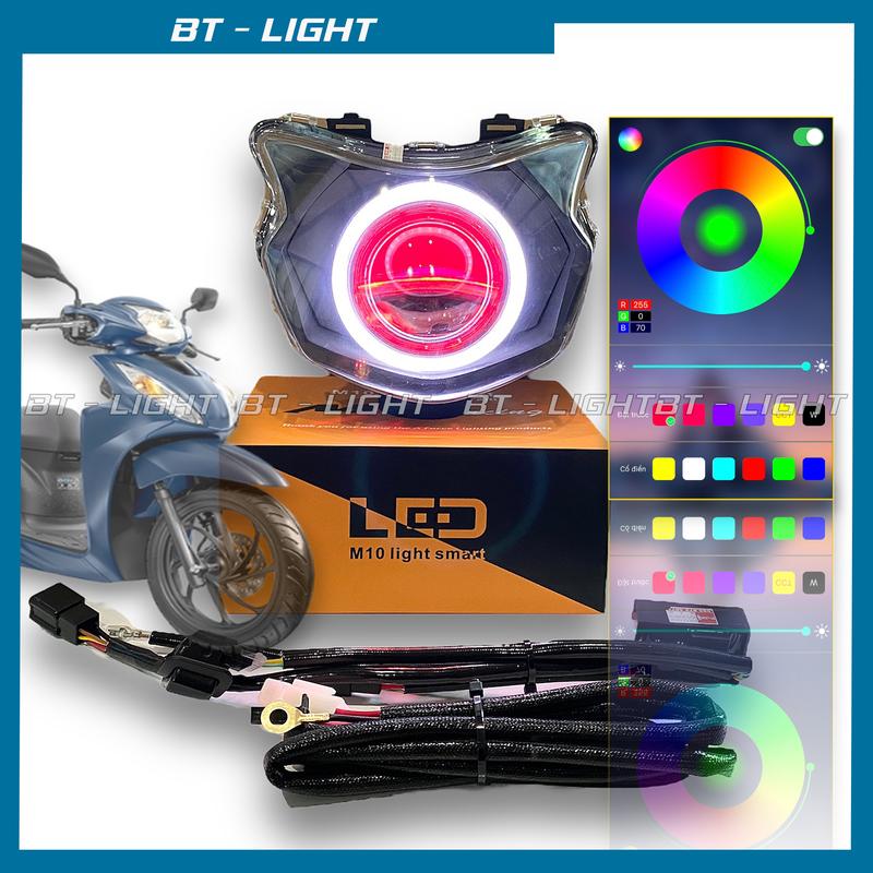  Đèn Pha Bi Cầu MT Light lên pha Vision 2021-2025 Đèn Pha Led + Auto Passing SH Kem 