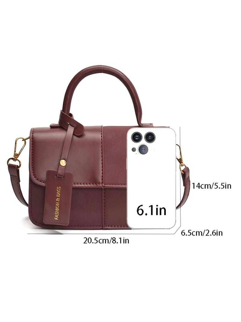 Product Introduction of Women's Patchwork Design Handbag, Girlfriend Gifts, Fashionable Pu Leather Crossbody Bag for Women Daily Used, Casual Trendy Versatile High-quality Daily Commuting Satchel Bag 7