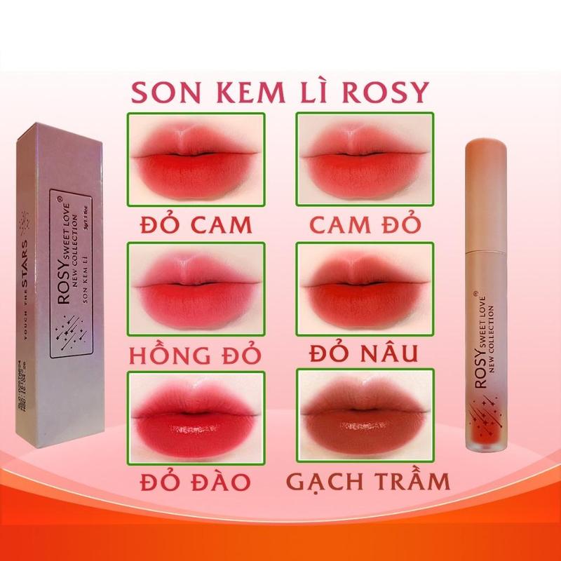 Son kem lì Rosy không chì kháng nước không khô môi - Hàng chính hãng Cosmetic Nữ Trang Điểm