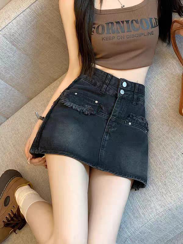 Chân Váy Viền Túi Nữ Tua Rua + CV Jean Cúc có quần lót trong