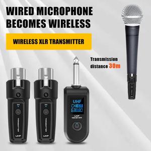 UHF XLR Adapter System Wireless Microphone Transmitter Receiver System for Dynamic Microphones, Guitars, Mixers, Amplification Systems Audio