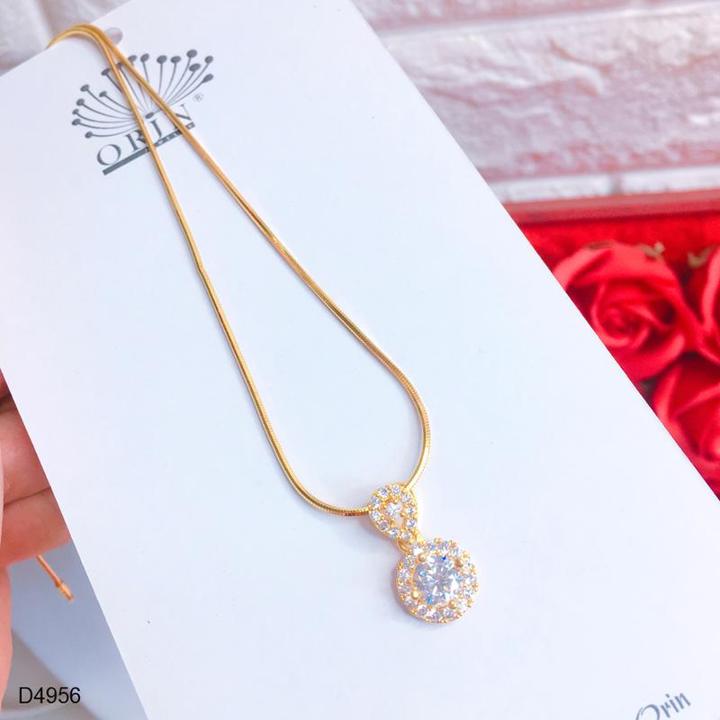 Dây chuyền nữ dạng mì mặt tròn đính đá thiết kế cao cấp Orin D4956 0