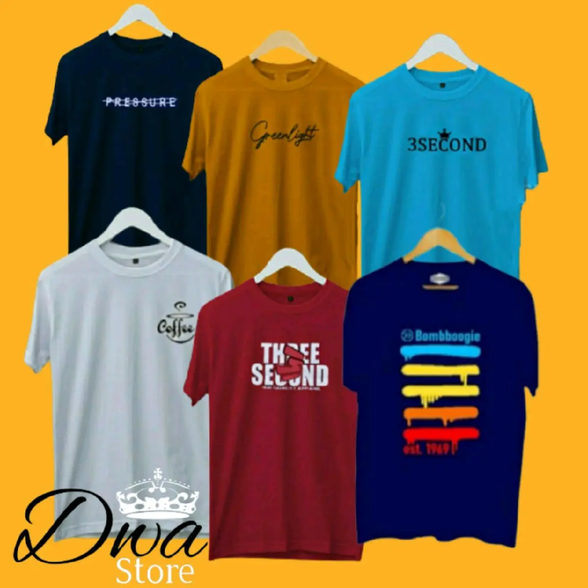 Paket Hemat 5 Kaos Motif Distro Putih