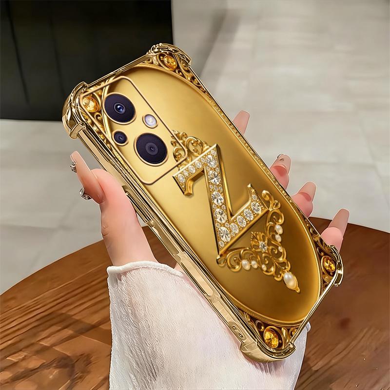 Cocok untuk casing ponsel OPPO Reno7 Z 5g Casing ponsel tahan benturan terbaru dengan bingkai emas dan motif huruf Prancis.-SJFS