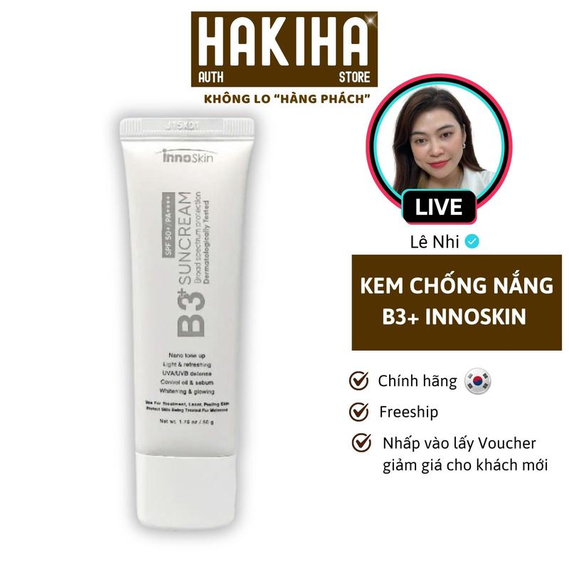   Innoskin  Kem Chống Nắng B3+ Innoskin Xám Phổ Rộng SPF50+ PA++++ 8 Màng Lọc 
