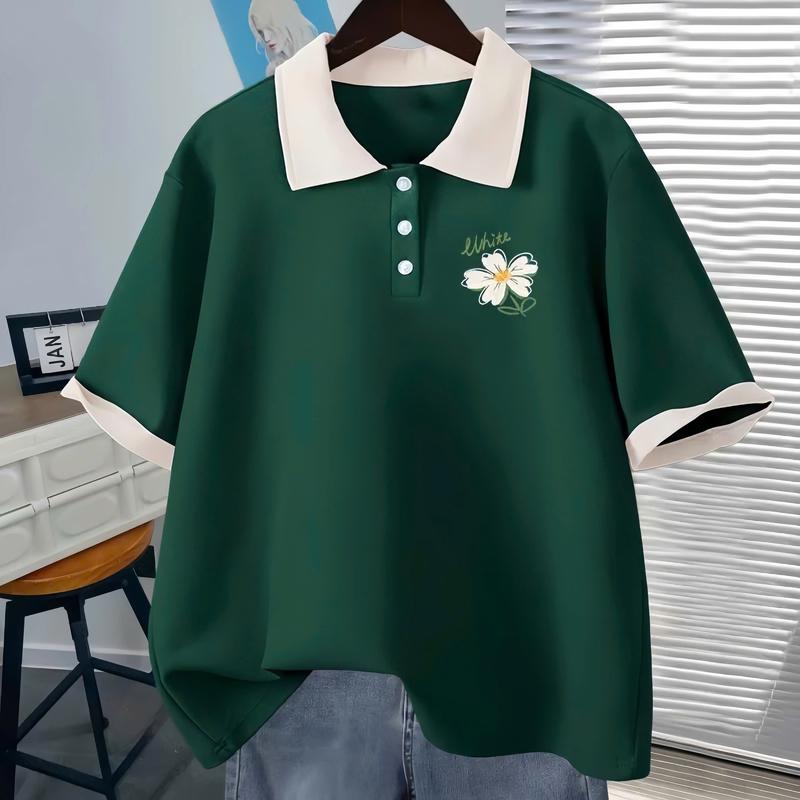 Áo polo bé gái 15-45kg, Áo thun cổ bẻ cho bé gái thiết kế fom rộng hình in cute chất vải cá sấu dày dặn mẫu hot 2025 ( Mã01 ) 4