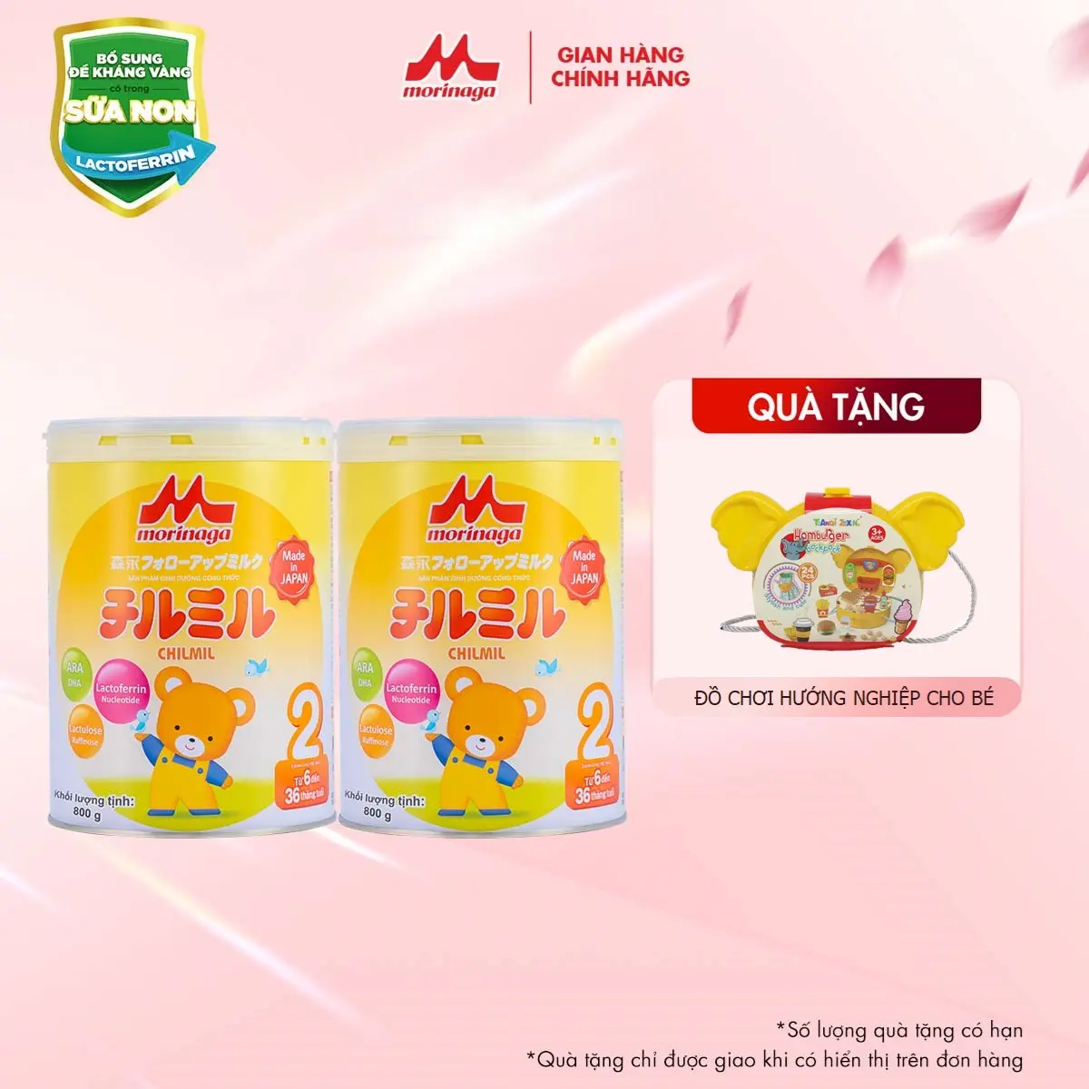 Combo 2 lon sữa Morinaga Chilmil số 2 850g