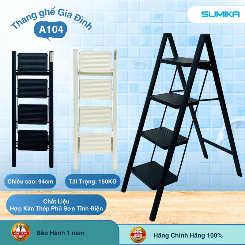 Thang ghế gia đình 4 bậc SUMIKA A104, chiều cao 94cm, sơn tĩnh điện