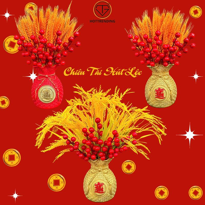  Bình cắm hoa chiêu tài hút lộc cắm bông lúa đào đông Decor trang trí nhà cửa bình  hoaxinh 