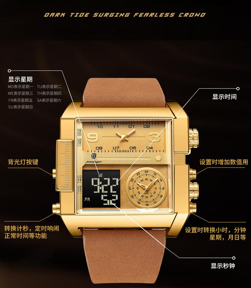 Product Introduction of Đồng Hồ Điện Tử Nam, Thương Hiệu Thụy Sĩ, Hàng Mới Về, Màn Hình Kép, Phong Trào Thạch Anh Điện Tử 6