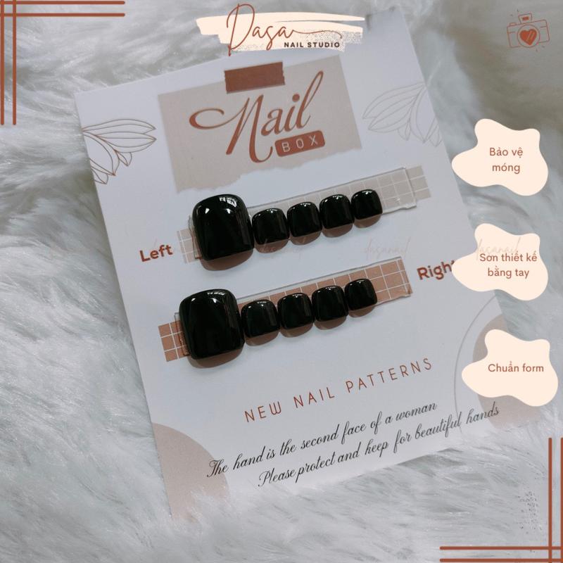 Móng giả cho chân màu đen nail box chân thiết kế GIÁ RẺ đẹp đơn giản thích hợp đi chơi tặng keo dán móng