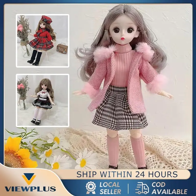 Boneka BJD 30cm Mainan Anak Perempuan dengan Dress Cantik dan Rambut Panjang Bisa Dimainkan dan Dikoleksi Cocok untuk Hadiah Ulang Tahun 4