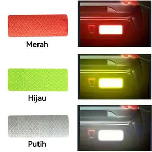 [COD] 10pcs Stiker Reflektor Uji Pemantul Cahaya Persegi 3x8cm Warning Sticker Reflector Bumper Kendaraan Mobil Reflective Decal