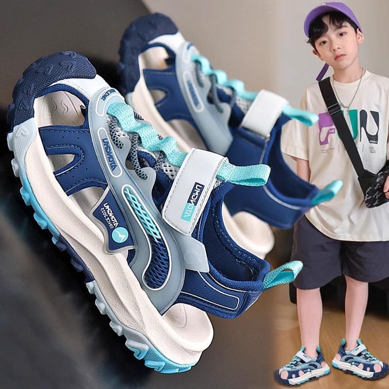  Dép Xăng Đan Bé Trai Giày Bít Mũi Cho Trẻ Em Dép Khóa Dán Thời Trang Phong Cách Hàn Quốc 