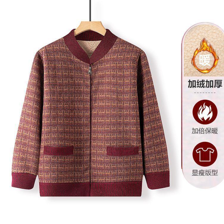 Quần Áo Mùa Xuân Và Mùa Đông Cho Mẹ, Áo Hoodie Nhung Mới, Dành Cho Phụ Nữ Trung Người Già, Áo Cardigan Có Khóa Kéo, Phong Cách Phương Tây Thường Ngày Thích Hợp Cho Phụ Nữ Trung Người Già Và Cao Tuổi, Áo Khoác Mùa Thu 3