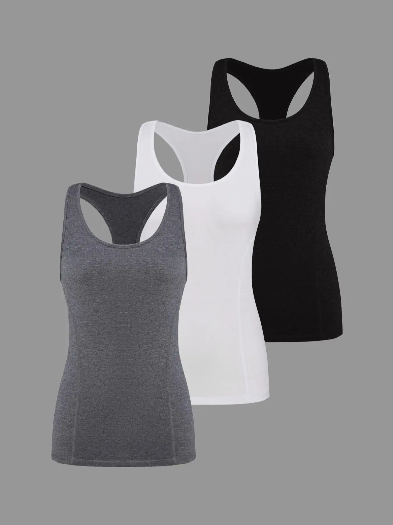 Women's Solid Round Neck Sports Vest, Breathable Comfortable Quick Drying Racer Back Tank Top for Gym Workout, Ladies Sportswear for Summer Yoga Workout