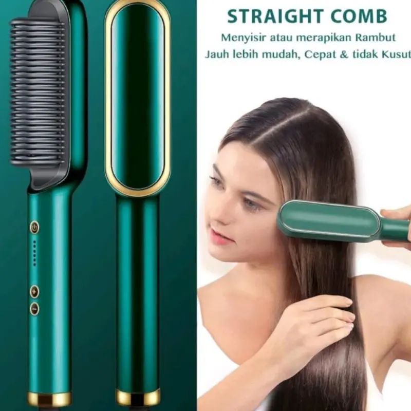 Catokan sisir pelurus rambut Multifungsi Straightener 0