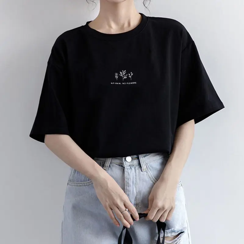 Áo Thun Nữ, Dáng Rộng Thường Ngày, Cổ Tròn, ngắn Tay, Màu Trắng, Áo Cánh Nữ, Thích Hợp Mặc Hàng Ngày 4