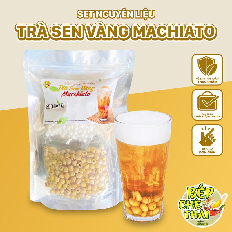  Set nguyên liệu Trà Sen Vàng Macchiato- set lớn nấu 20-25 ly - bếp chè thái - tặng kèm công thức nấu 