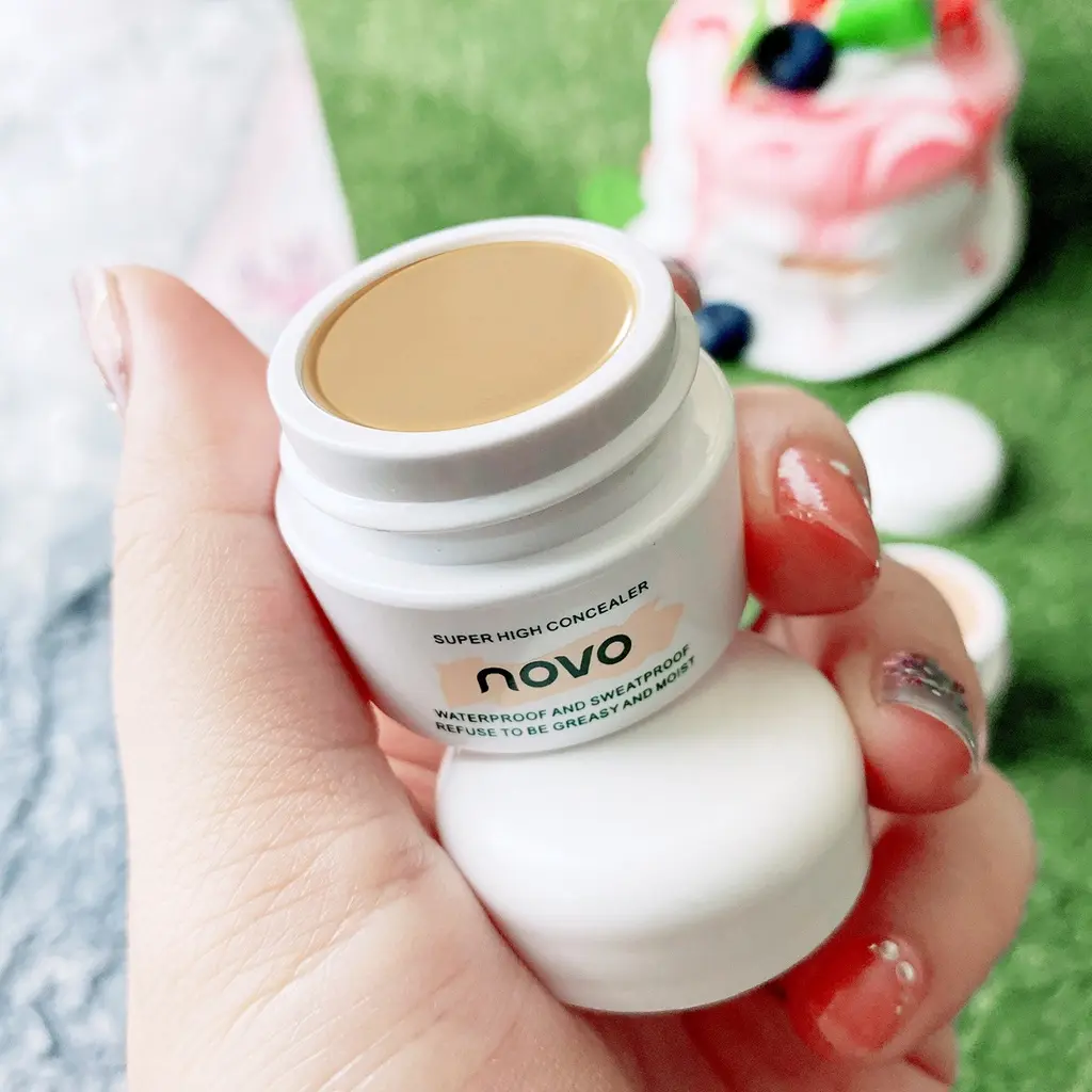 NOVO Foundation Cream 12g Long Lasting Conceal Facial Blemishes Complexion Dark Circles Acne Marks Cover Spots Moisturizing