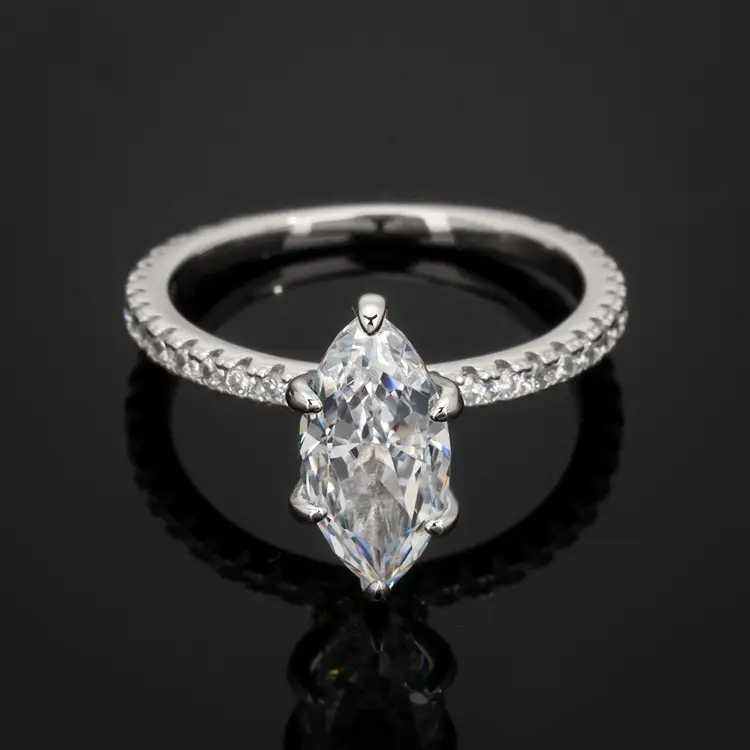 LLXYW Real Moissanite For Women Ring Marquise Cut With GRA Certification 2.0ct Engagement Proposal Ring