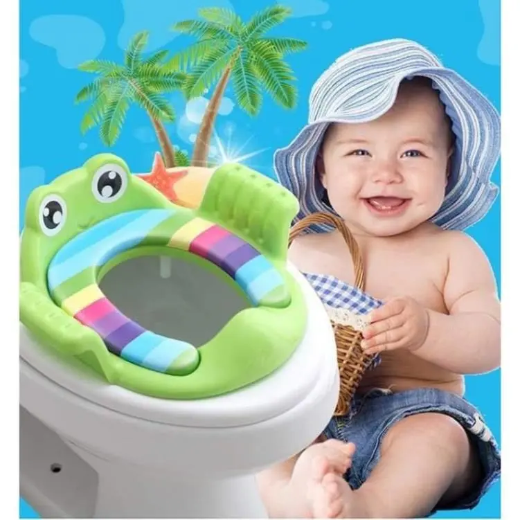 Bệ thu nhỏ bồn cầu có tay vịn hình ếch cho bé Voi Bô