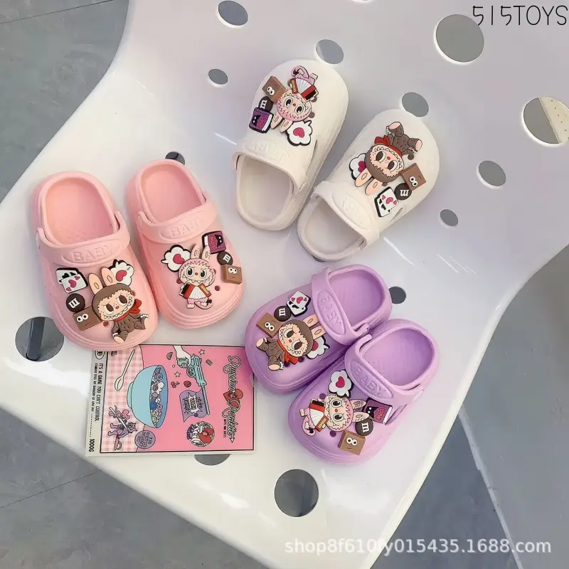 [Puzzle]Children's Cave Shoes Cartoon Labubu Indoor and Outdoor Summer New Style Boys' and Girls' Shoes Young Baotou Cave Slippers