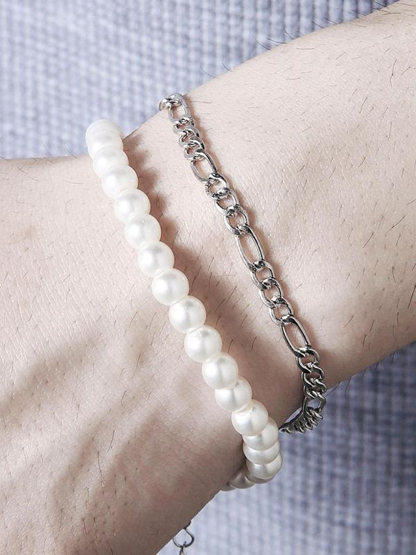 Faux Pearl Decorated Bracelet, Fashionable Jewelry for Women & Men, Trendy All-match & Exquisite Jewelry for Birthday Gift 3