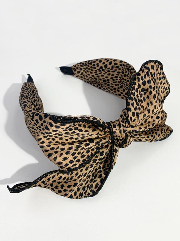 Leopard Print Bow Decor Headband for Women & Girls, High Head Thick Sponge Non-slip Wide Band Hair Hoop for Daily Wear, Party Hairstyles, Hair Accessories for Daily Clothing Decor, Gifts for Her 3