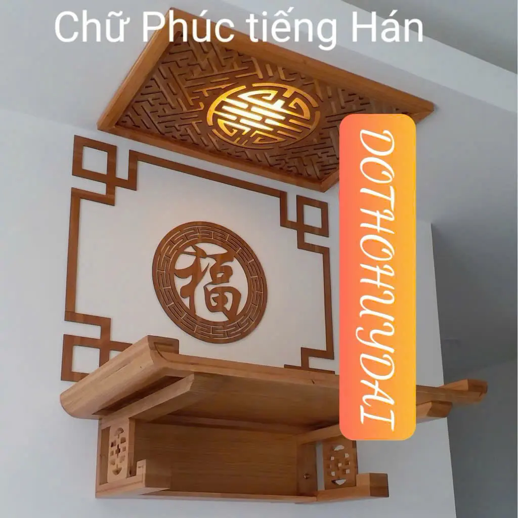 [Giá tốt] bàn thờ treo tường gỗ sồi nga 61,69cm 4 món full bộ giá xưởng sản xuất