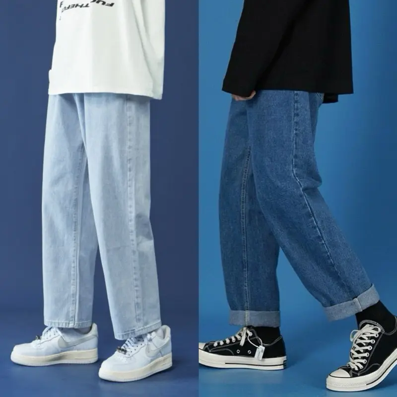 Quần jean nam dáng suông rộng, quần bò baggy trơn form nam dễ phối đồ, chất jean đẹp phong cách thời trang